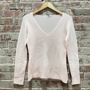 Rossopuro Pink V-Neck Wool Cashmere Sweater Size 44